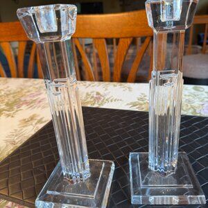 Pair of Waterford Crystal Metropolitan Skyscraper 10" Candle Sticks Holders